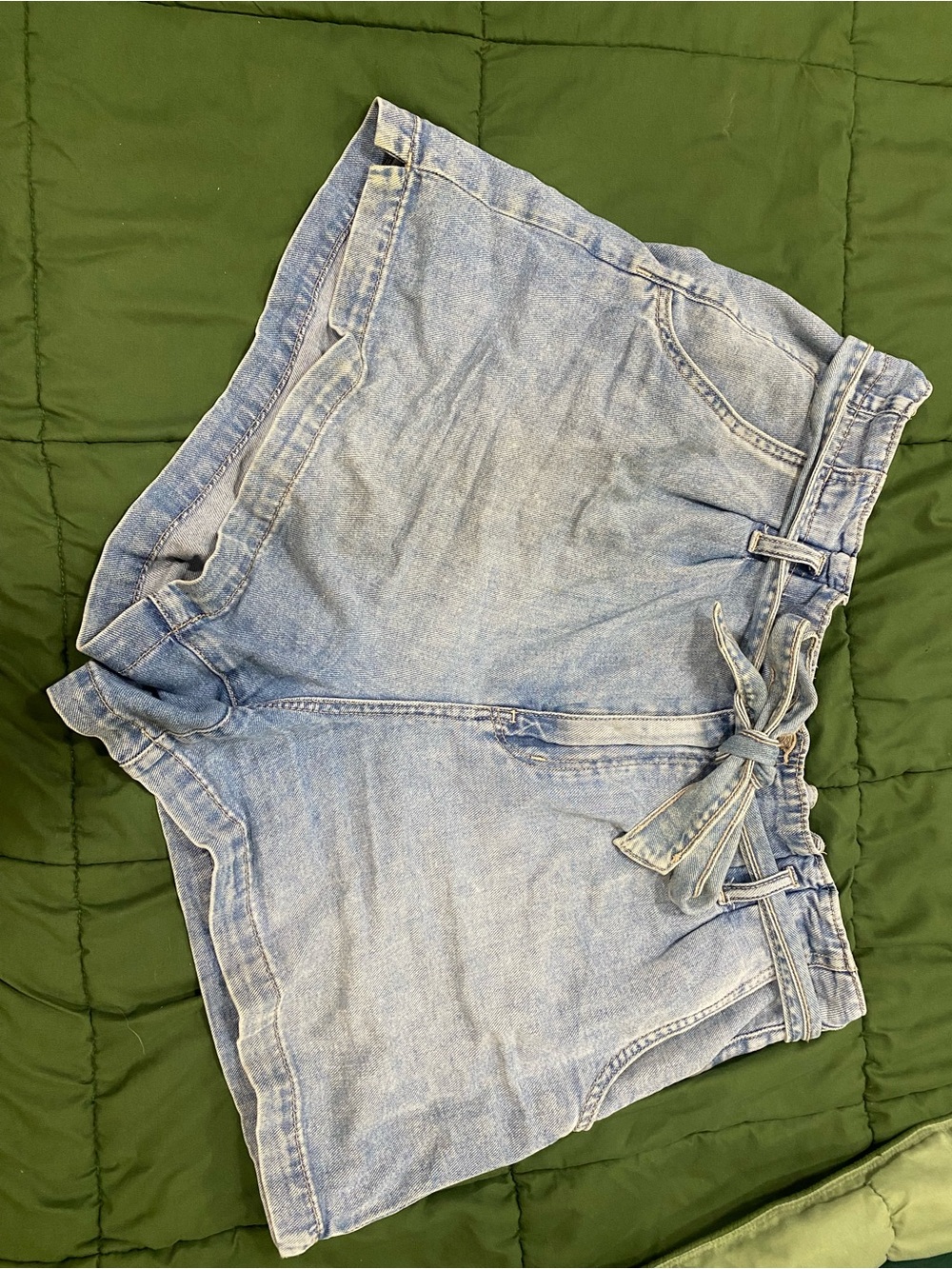 American Eagle Outfitters Light Blue Tie-Waist Denim Shorts